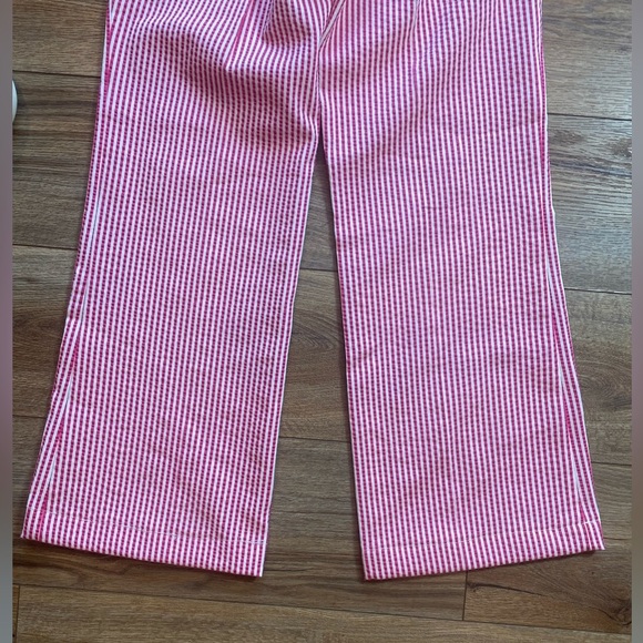 Trina Turk's bright pink and white striped seersucker wide leg pants - Picture 10 of 10